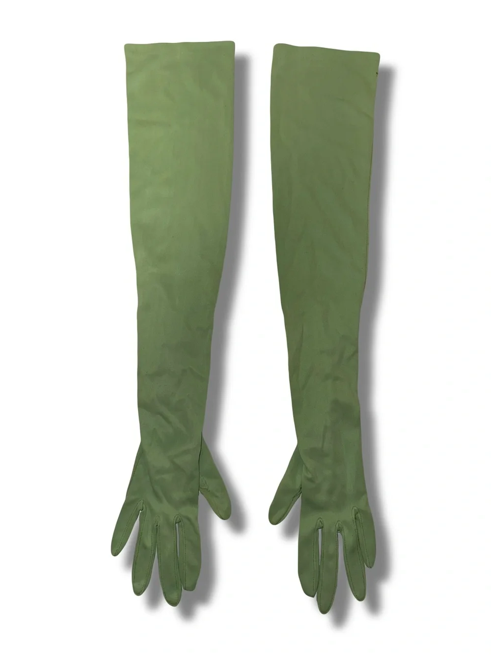 Vtg Pastel Green 22” Opera Gloves w/ Pearl Buttons